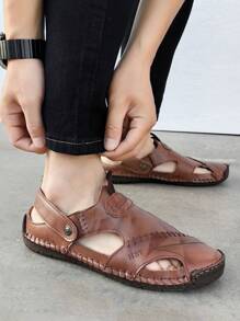 Sandalias De Playa De Estilo Retro Para Hombre Con Suela De Cuerda Para Escapadas De Verano - Marrón - Ver 5