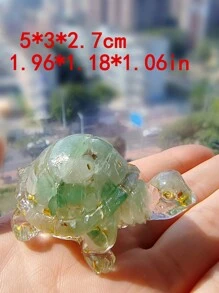 1 Piece Of 1.96*1.18*1.06in Resin Crystal Turtle Mini Fashion Ornament - 1 Piece Light Green + Gold Foil - View 2