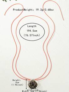 1pc 2024 New European, American, Japanese And Korean Style Fashionable & Niche Handmade Pink Rope Knot & Silver Flower Design Women's Necklace, Suitable For Daily Life And Party - Multicolor - View 7