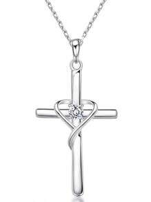 1 PC Fashion Cubic Zirconia Cross Necklace Pendant For Women Valentine's Day Gift Wedding Jewelry - 4# - View 13