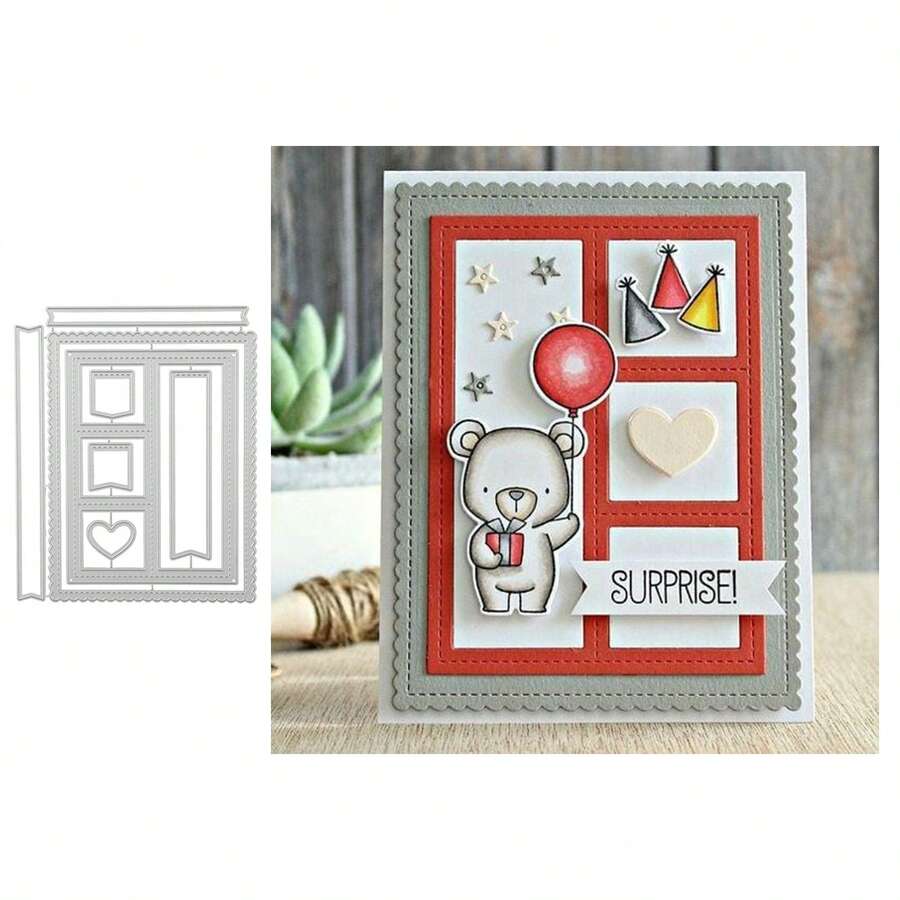 1pc Rectangle Gingham Cover Plate Metal Carbon Steel Cutting Dies Stencils For Diy Scrapbooking, Card Making, Photo Album And Craft Decoration - Silver - View 1