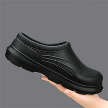 雨鞋男士廚房防滑工作鞋男日式水鞋雨鞋主廚鞋主廚黑色工作防水鞋男士 - 黑色 - 查看 3
