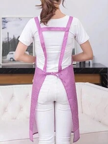 1pc Household Waterproof And Oil-Proof Apron, Korean Cartoon Style - Purple - View 3