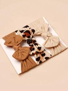 3 pièces Serre-têtes avec nœud en imprimé léopard en nylon pour bébés (carte en papier pour décoration) Amour Saint-Valentin