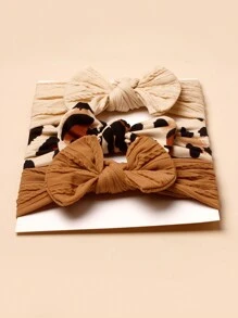 3 pièces Serre-têtes avec nœud en imprimé léopard en nylon pour bébés (carte en papier pour décoration) Amour Saint-Valentin