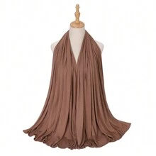 1box Women's Stretchy Plain Exquisite Hemmed Hijab Combination Gift Box, Jersey & Chiffon Material(4pcs Scarves + Packaging Box) - Khaki - View 3