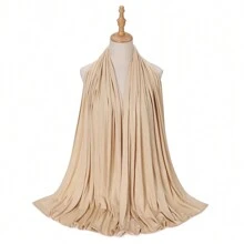 1box Women's Stretchy Plain Exquisite Hemmed Hijab Combination Gift Box, Jersey & Chiffon Material(4pcs Scarves + Packaging Box) - Khaki - View 5