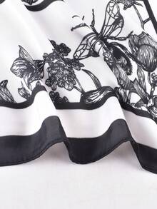 YWQLWJ 1條新款女士花卉印花圍巾,70*70cm,非常適合職業裝扮 - 黑色 - 查看 6