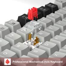 MageGee MK-Sky81 Mechanical Game Keyboard Hot Swappable Newly Upgraded 81 Key LED Backlit Keyboard USB Wired Mechanical Computer Keyboard Laptop Desktop Black Grey-Red Switch - Black - View 3