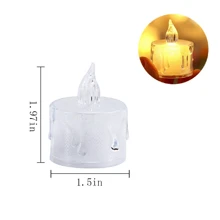 12入組無火晶鑽蠟燭燈,可閃爍的電池供電led小圓燭燈,適用於婚禮、餐桌、求婚、家居裝飾,杯子座 - 無色 - 查看 9