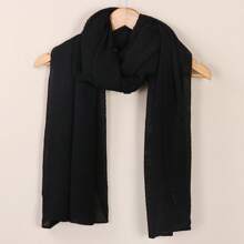 Z.H.A 1條女士圍巾,褶皺絲巾披肩,時尚純色褶皺包裹 - 卡其色 - 查看 3