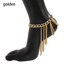 2pcs Metal Tassel Shoe Chains Hiphop Style Multi-Layered Geometric Metal Chain Bridal Leg Decoration - Multicolor - View 9
