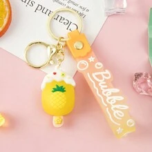 1 件可愛卡通水果冰淇淋鑰匙圈手鍊 - 適合錢包、背包、車鑰匙、耳塞 - 女士趣味配件 - 黃色 - 查看 2