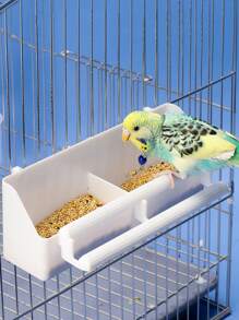 1個白色塑料鳥籠,適用於老虎、牡丹、玄鳳鸚鵡、麻雀等鳥類,配有懸掛支架、食物碗和餵料槽 - 白色 - 查看 1