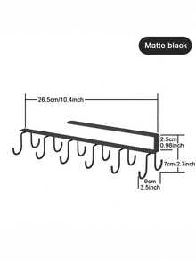 1入組廚房杯子收納架配有12個掛鉤,櫥櫃下懸掛式杯子架,可掛玻璃杯、耳機、毛巾,家居收納組織管理,適用於廚房、臥室、浴室、辦公室 - 黑色 - 查看 2