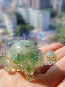 1 Piece Of 1.96*1.18*1.06in Resin Crystal Turtle Mini Fashion Ornament - 1 Piece Light Green + Gold Foil - View 3