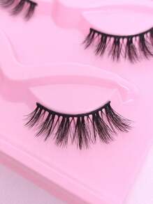 5 對半眼假睫毛 8-13 毫米,自然捲髮,蓬鬆簡約風格；適合貓眼和狐狸眼造型和派對 - 尖尾漫畫款 - 查看 2
