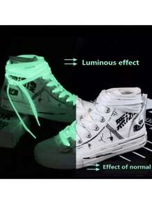 1對發光鞋帶，時尚鞋履配件，派對及舞蹈時尚用品，創意禮物，夜跑發亮小道具，扁平荧光鞋帶，適用於各種鞋款，情侶禮物，朋友禮物，最好的朋友禮物，姐妹禮物，有趣的禮物，女士禮物，彈性鞋帶，厚鞋帶，寬鞋帶，有彈性的鞋帶，白色鞋帶，綠色鞋帶 - 白色 - 查看 5