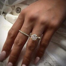 Classic Round Cubic Zirconia Ring Set, Suitable For Women's Daily Wear