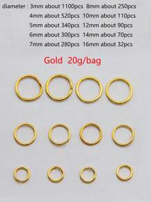 Anillo Abierto De Plata/oro/rodio/bronce, Accesorios De Anillo De Conexión De Joyería Diy, 20 G/paquete - Plateado - Ver 3