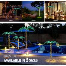 5FT Lighted Palm Trees For Outdoor Patio, Tropical Light Up LED Palm Tree W/ 207 LED Lights, Artificial Rope Light Palm Tree Decor For Outdoor, Indoor, Holiday, Backyard, Poolside, Garden, Yard, Lawn - Green - View 10