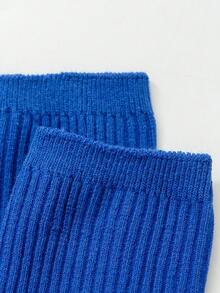 Children's Spring, Autumn, Summer, And Winter 1 Pair Of Solid Heel Free Mid Length Socks - Royal Blue - View 4