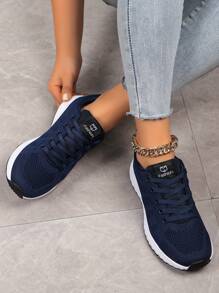 Của phụ nữ Ngoài trời Giày Chạy bộ , Chất vải Nhẹ Với Trang trí Hoa mỹ Ren Và Lưới , Lace-up Đường bộ Giày Chạy bộ - Màu xanh hải quân - Xem 3