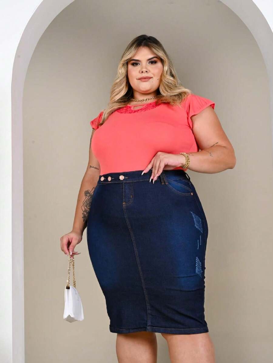 Women Denim Skirts - Blue - View 1