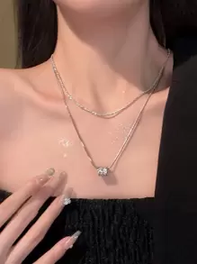 Titanium Steel Non-Fading Double Layer Hip-Hop Waist Necklace, Versatile Delicate Collarbone Chain Jewelry For Women