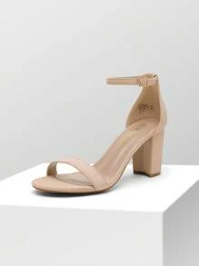 Women Chunky Block Low Heel Pump Sandals Open Toe Ankle Strap Heeled Sandals Bridesmaid Wedding Bridal Party Evening Homecoming Prom Dress Pumps Shoes - 卡其色 - 查看 4