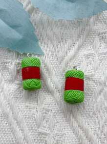 10pcs/Pack Mini Knitted Ball & Resin Sewing Ear Studs, Bracelet Charms, Jewelry Making