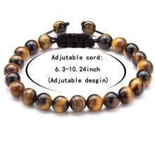 1個男性手鍊禮物,編織繩子天然虎眼石珠寶手鍊,適合給父親、丈夫、男友、兒子、孫子、兄弟等男性使用 - 棕色 - 查看 5
