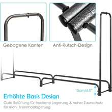 Firewood Rack, Firewood Rack With Waterproof Cover Firewood Rack Made Of Metal With Raised Legs, Firewood Holder For Indoor & Outdoor Use - 灰色 - 查看 4