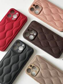 复古驼色羽绒服手机壳适用于 iPhone 15/14promax/13/12/11/Xs/Xr/Xs Max，适合秋冬季的小众设计 - 粉色 - 查看 2