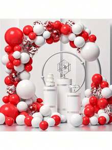 141pcs Valentine'S Day Red & White Balloon Garland Arch Kit, Suitable For Children'S Birthday Party, Wedding, Baby Shower, Background Home Decoration - Multicolor - View 2
