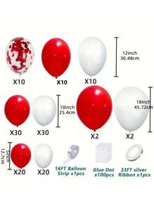141pcs Valentine'S Day Red & White Balloon Garland Arch Kit, Suitable For Children'S Birthday Party, Wedding, Baby Shower, Background Home Decoration - Multicolor - View 4