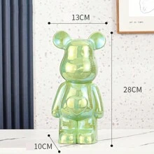 28cm流行的卡通心型陶瓷電鍍泰迪熊擺件,適用於家居、商店、商業裝飾 - 綠色 - 查看 1