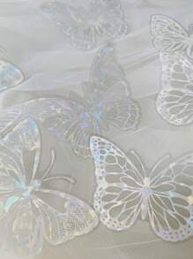 1pack/20pcs Butterfly & Seashell Shaped Pet Stickers With Hollow Design For Scrapbooking & Decoration Back To School - Multicolor - View 6