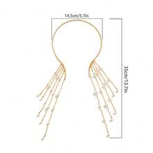 1入女款波西米亞風格長流蘇時尚項鍊,假珍珠吊墜,適用於毛衣、洋裝的頸部裝飾 - 彩色 - 查看 9