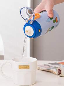 1個500ml創意不銹鋼真空杯,卡通圖案學生便攜可愛兒童水瓶 - 藍色 - 查看 4