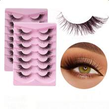 7對/組a26斜切隱形幹蒟蒻假睫毛,自然濃密,適用於睫毛移植和3d眼妝 - 濃密款 - 查看 1