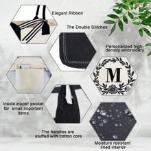 Beegreen聖誕禮物,針織帆布袋帶口袋刺繡,個性化手提袋為朋友母親老師定制 - 綠色 - 查看 5