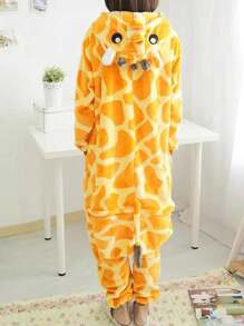1件女士卡通動物連體睡衣,適合秋冬家居穿著、家庭、情侶及舞臺表演 - 彩色 - 查看 2