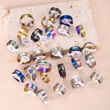 20入組不同設計的不鏽鋼男戒（隨機款式）,個別包裝於opp袋中 - 彩色 - 查看 8