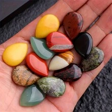 5/10/15入組隨機挑選擔憂石,淚滴水晶成批0.9英寸水滴寶石拇指治愈壓力口袋石淚滴掛墜成批石頭裝飾品,適用於巫術diy冥想 - 裸石水滴 - 查看 7