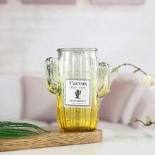 1pc Fashionable Cactus Shaped Glass Vase For Home Decoration - Yellow - View 1