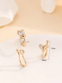 3入組精緻的幾何形假鼻環,為女性帶來裝飾效果,節日禮物 - 彩色 - 查看 10