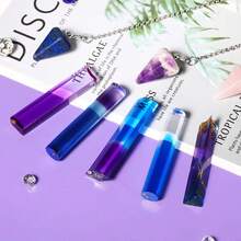 10pcs/Set DIY Crystal Resin Pendant Silicone Mold Epoxy Resin Mold, Including Rod, Cube, Cylinder, Triangle, Crystal Shapes - White - View 7