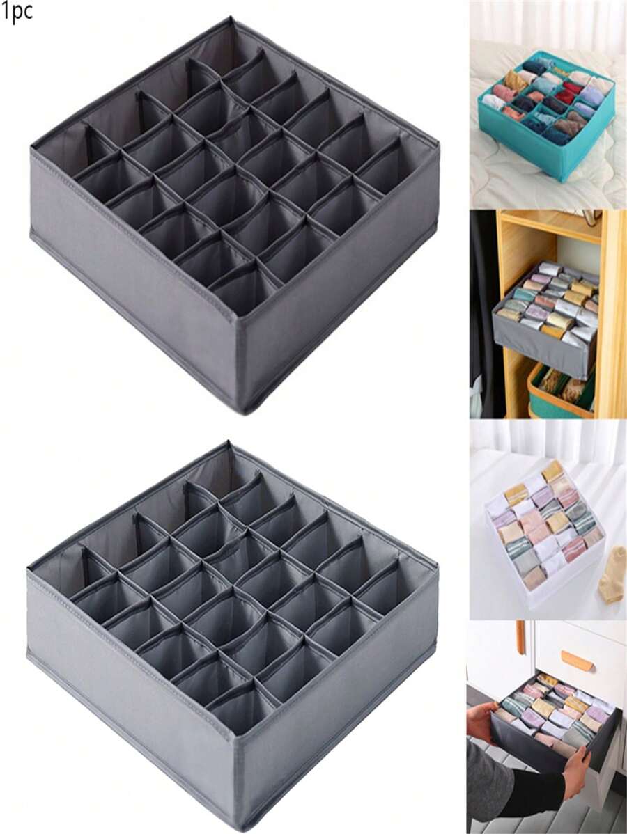 1pc 24/6 ngăn gấp gọn đựng tất, hộp đựng đồ lót, vừa với tủ quần áo, tủ quần áo, phòng ngủ, đồ trang trí chia ngăn tiết kiệm không gian trang trí lễ hội trang trí phòng trang trí nhà trang trí trang trí phòng ngủ - Màu Xám nhạt - Xem 1