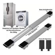 Par Suporte Base Rodinha Carrinho Ajustável Móvel Universal - Prata - Visão 2